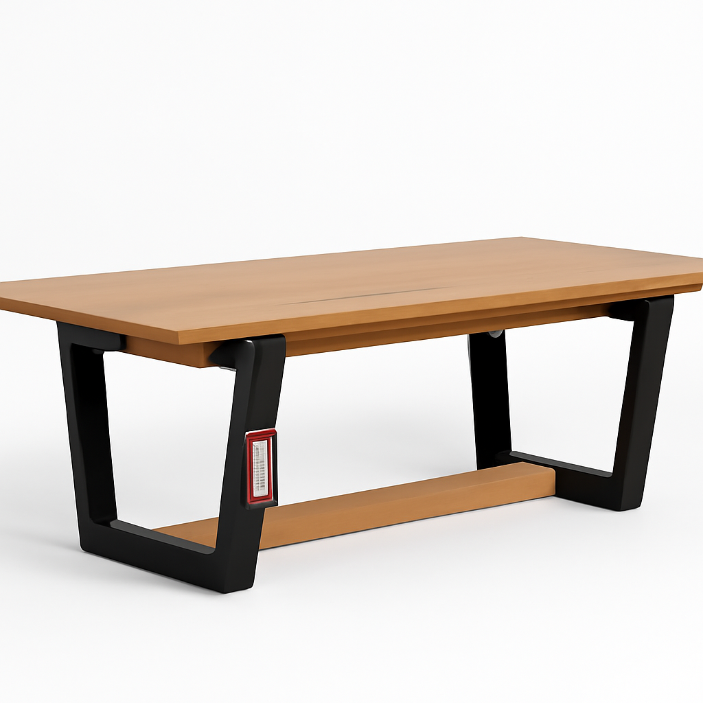 Table basse en bois de chêne avec pieds en bois teinté noir
