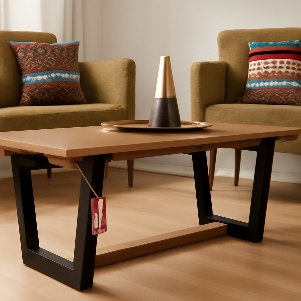 Table basse en bois de chêne avec pieds en bois teinté noir - Image 2